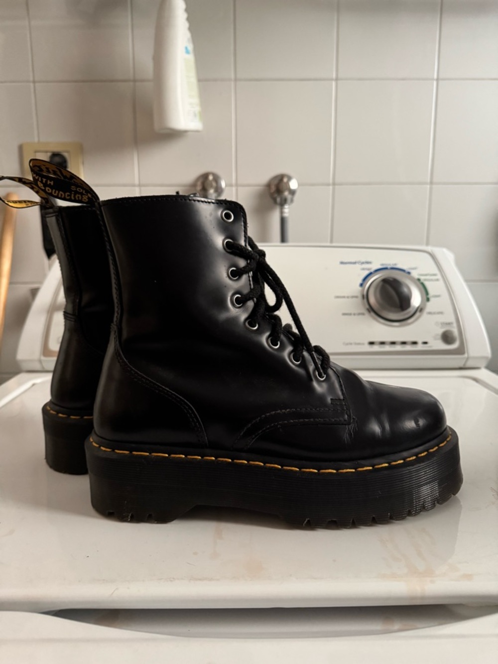 Dr. Martens Black Lace-Up Platform Boots